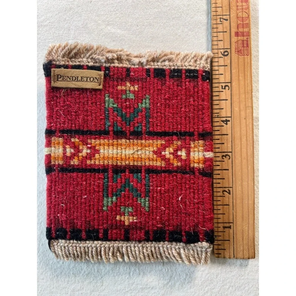 New Vintage Pendleton Set of 4 Woven Loomed Wool Coaster Rug Matts 6